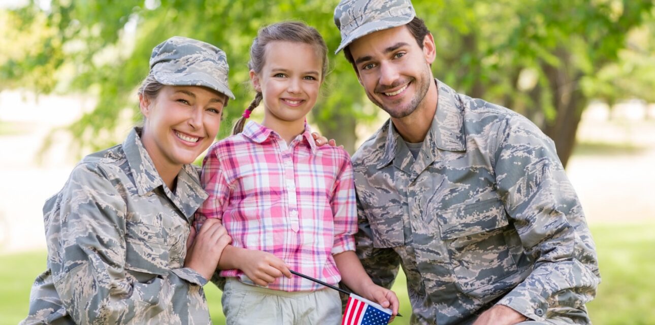 Military couple with their daughter in Colorado.