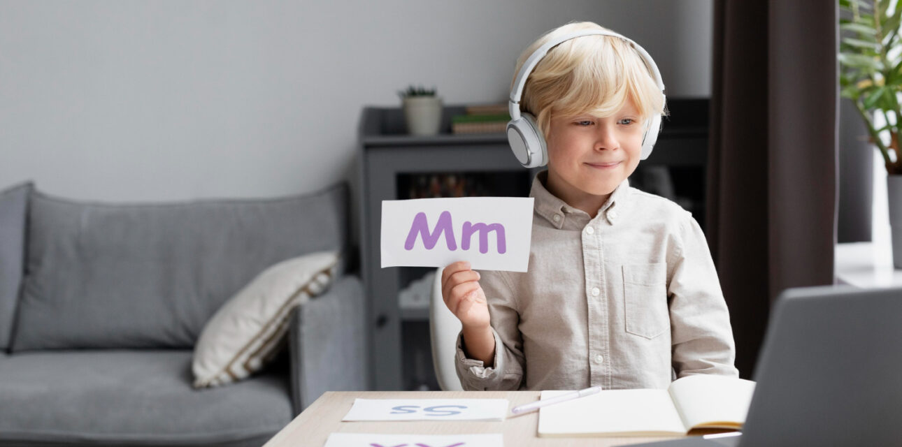 Child attending a virtual autism learning session.