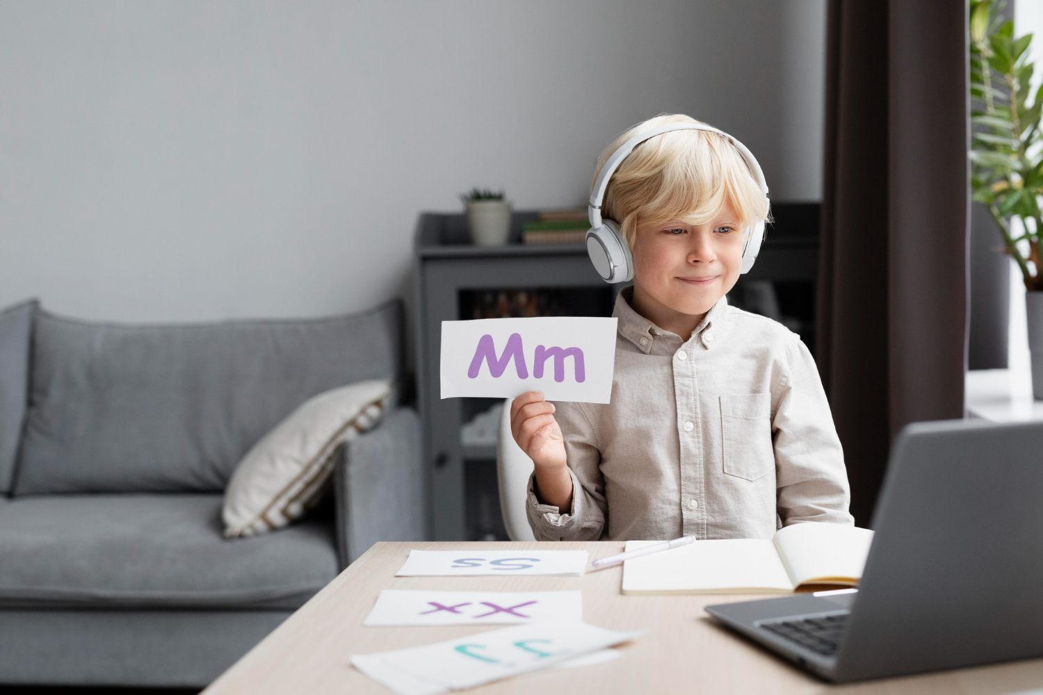 Child attending a virtual autism learning session.